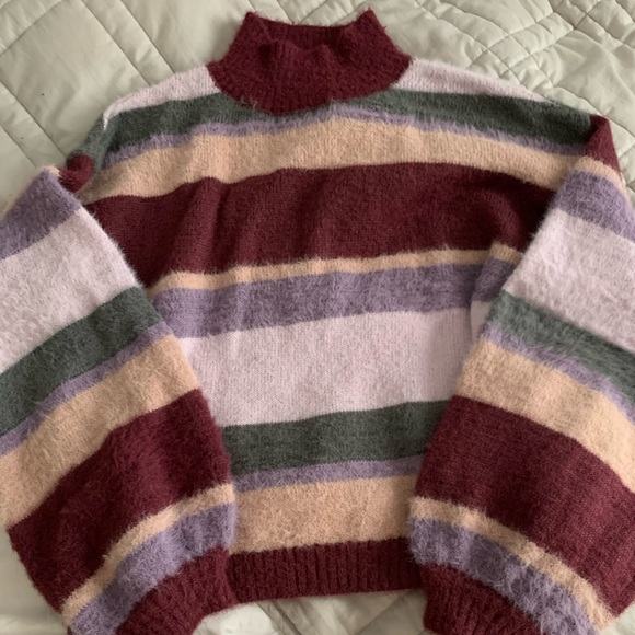 WILD FABLE Striped Neck Sweater in Crystal Violet - Picture 4 of 4